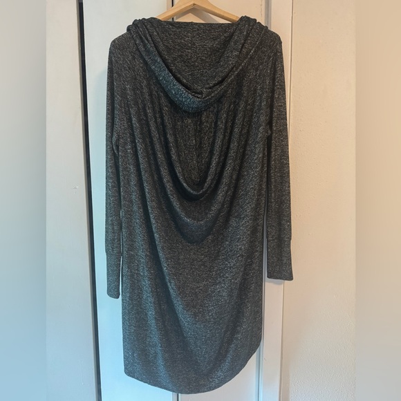 Athleta Harmony Wrap Cardigan Medium Petite Dark Gray Hooded Open Front Duster - Picture 13 of 13